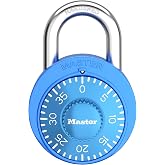 Master Lock Combination Padlock, Gym Locker Lock, Blue, 1528BLUEC | Preset 3-Digit Combination Lock for Gym and School Lockers, Maximum Security for Valuables, Indoor Use, Blue Lock