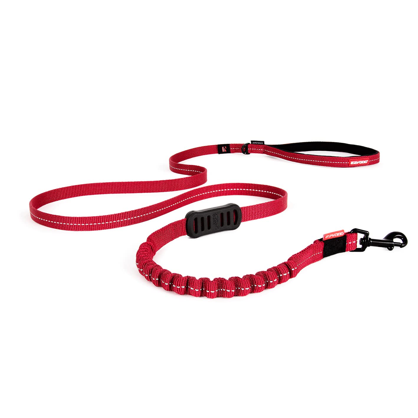 EzyDog Zero Shock LITE Dog Lead - Bungee Lead for Small Dogs Under 12kg - Shock Absorber with Soft Double Handle, Accessory D-Ring & Reflective Trim Dog Leash, 1.2m (Red, 1.2m) — image 1