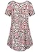SeSe Code Womens Shirts to Wear With Leggings, Women's Crewneck Button-up Ruched Short Sleeve Tunic Shirt Top Large Wine Gift Career Holiday