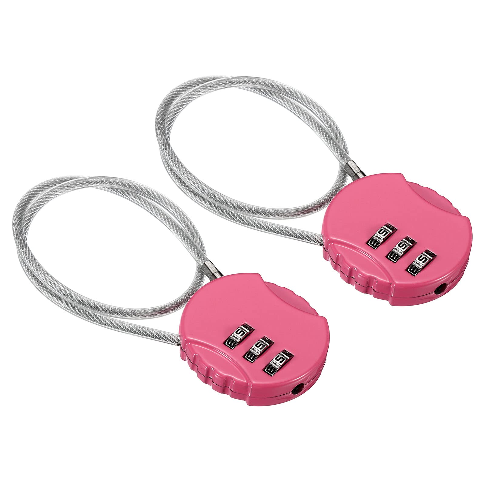PATIKIL Combination Lock 12 Inch, 2 Pcs 3 Digit Outdoor Waterproof Code Padlock with Wire Rope for Luggage Gym Locker Fence Toolbox Backpack, Pink