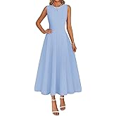 MEROKEETY Women's 2026 Summer Elegant Classy Midi Dress Sleeveless A Line Flowy Formal Cocktail Dresses