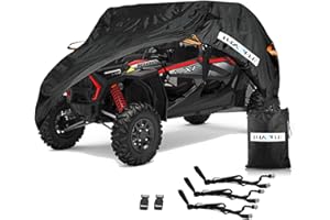 HAYCOVER UTV Cover, Waterproof All Weather Sun-UV Snow Protector Universal for Polaris RZR Yamaha Can-Am Defender Kawasaki Ranger Cover 4-6 Passenger Black