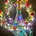 JOJOO 4 Pcs Light Up Headband Wreaths Fairy LED Rose Flower Headband Floral Leaf Wrap Crown Hair Garland for Christmas Festival Wedding Beach Halloween Party,LT036