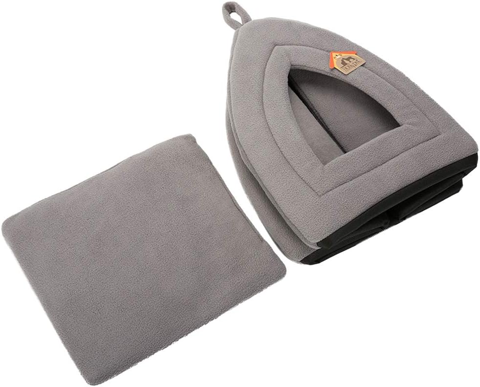 Hollypet Self-Warming 2 in 1 Foldable Comfortable Triangle Cat Bed Tent House, Dark Gray : Pet Supplies