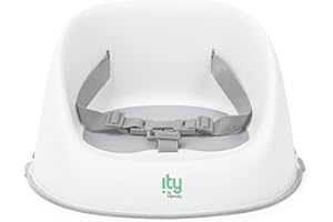 ity by Ingenuity Simplicity Seat Easy-Clean Baby Booster Feeding Chair, 3-Point Harness, Washable Removable Straps - Grey