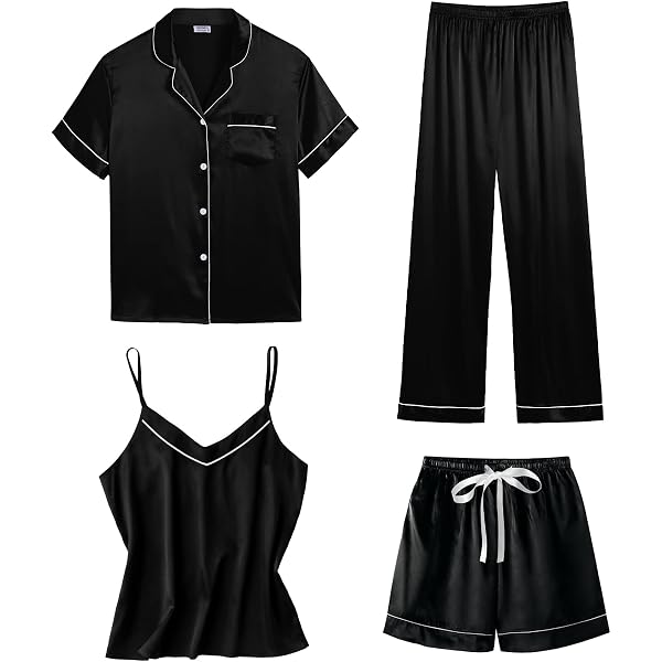 SWOMOG Women’s Silk Satin Pajama Set – Short Sleeve Button-Down Top & Shorts, Comfy Loungewear For Sleep, Pajama Parties, Or Gifts (XS-3XL) - View #8