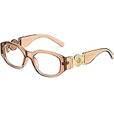 FEISEDY Trendy Blue Light Reading Glasses for Women and Men, Vintage 90s Anti-Glare Readers B0317
