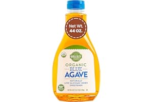 Wellsley Farms Organic Blue Agave Syrup | USDA Certified, Kosher, Low Glycemic Agave Sweetener | Liquid Sugar Substitute for Baking, Beverages, and Toppings | Sustainably Sourced Sweetener | 44 oz