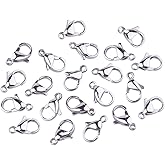 PH PandaHall 100pcs Lobster Claw Clasps Grade A 304 Stainless Steel Jewelry Lobster Clasp Fastener Hook Clasps for Necklaces Bracelet Jewelry Making 12x7mm