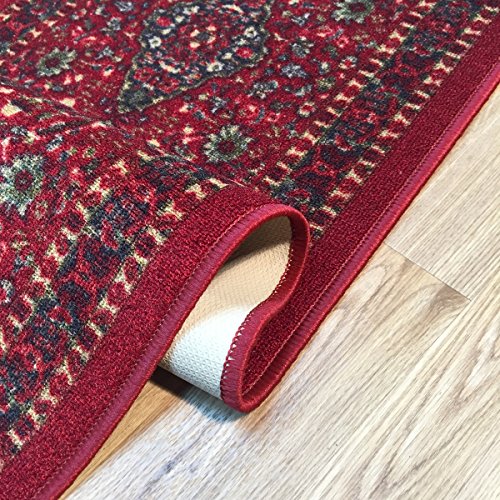 Indoor Doormat Rubber Backed, 18 X 30 inch, Persian Medallion Carmine