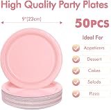 PARTY GO 50 Pink 9 Inch Paper Plates Disposable Party Supplies view 2