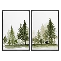 SIGNWIN 2 Piece Framed Canvas Wall Art Nordic Style Abstract Trees Canvas Prints Home Artwork Decoration for Living Room,Bedroom - 16