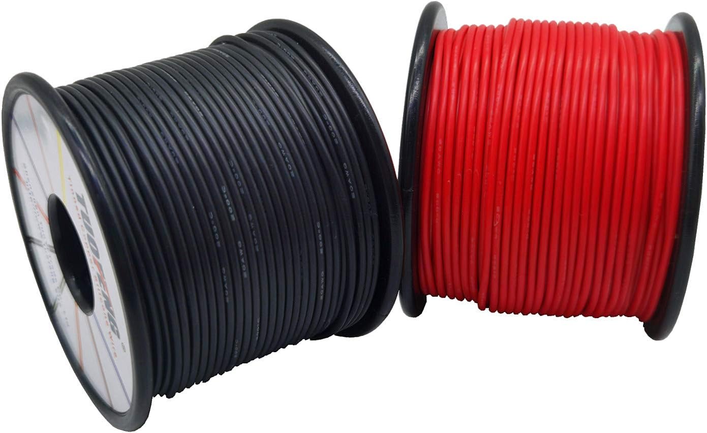 TUOFENG 22 AWG Electrical Wire 60 Meter Black And 60 Meter Red 0.32mm² Flexible Silicone Wire Cable Spool of Tinned Copper Wires