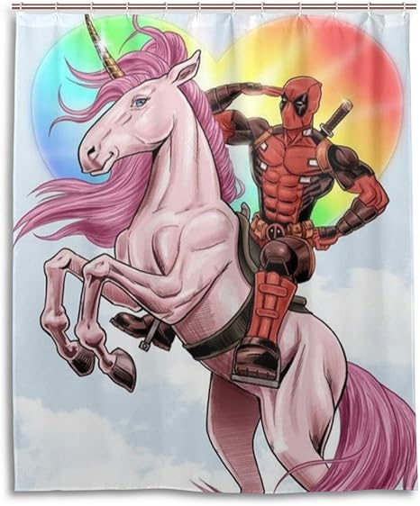 Amazon シャワーカーテン デッドプール ユニコーン レインボー 3dプリント パーソナリティ 防水 シャワーカーテン フック12個 60 72インチ シャワーカーテン ホーム キッチン オンライン通販