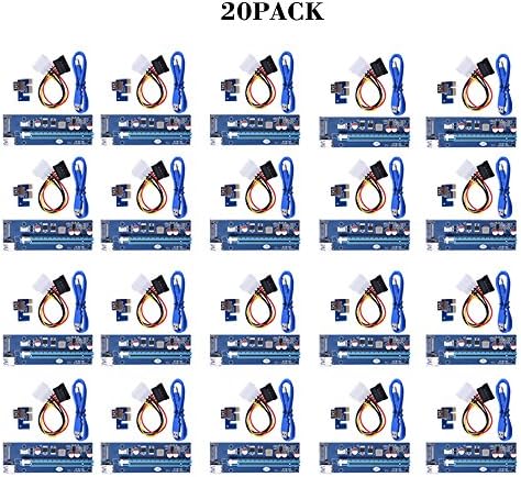20PACK Sopolar USB3.0 PCI-E PCI Express 1X to 16X Riser Card Adapter with 15pin SATA Power Slot Connector