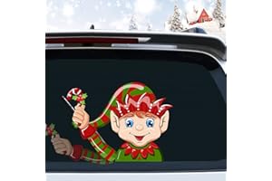 Iprokiu Christmas Santa Claus Elf Snowman Rear Window Wiper Decal Funny Waving Arm Wiper Sticker Waterproof Windshield Wiper Decal Christmas Decoration Rear Window Wiper Blade Decal (Long Hat Elf)