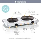 Quest 35250 Electric Twin Hob Hot Plate 1000W 1500W 5 Settings White view 3
