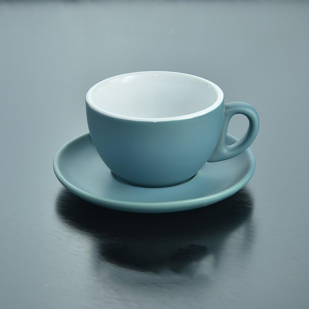 HYLR Cafe Home Ceramic Coffee Cup Cappuccino Teacup Set 240cc,blue Espresso Cups Set Cups Mugs
