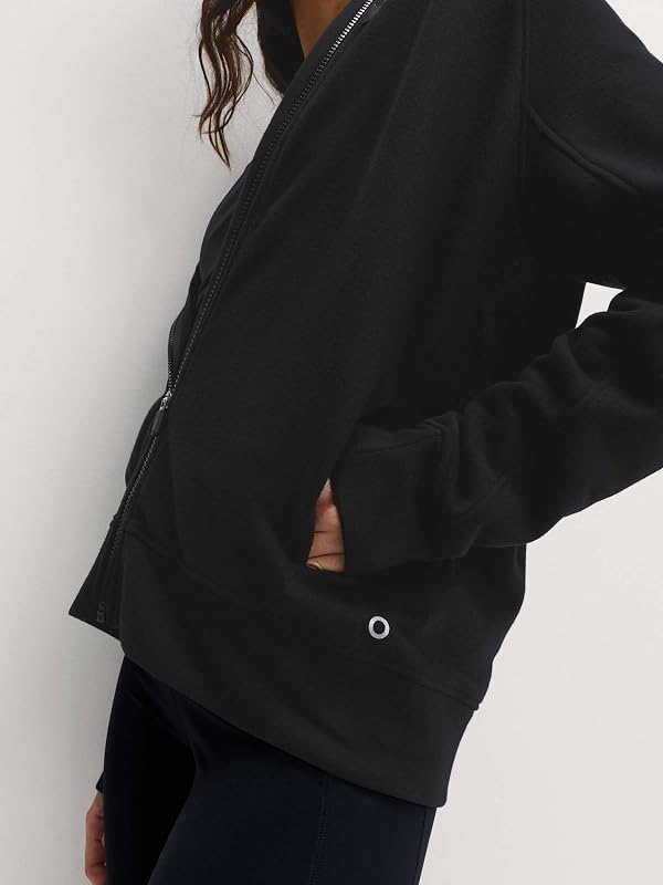 Sweat décontracté en Coton à Capuche et Fermeture à glissière Noir M