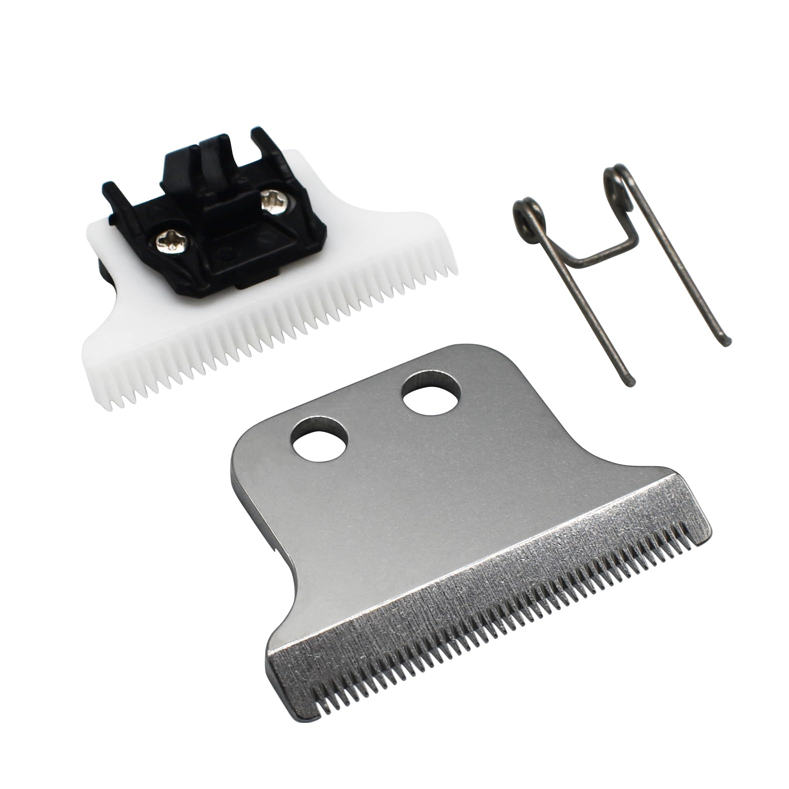 Professional Hair Clipper Adjustable 2-Hole Double T Wide Replacement Blade Set #2215 Compatible with Wahl Detailer Corded/Cordless Hair Trimmer (Silver)
