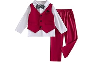 HSOXLQF Toddler Boys Clothes Set - Long Sleeve, Bow Tie, Trousers, Fall Winter Outfit
