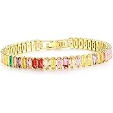 Amoina Tennis Bracelet, 14K Gold Plated Silver, Women's, Statement Bride, Adult, Medium, 20 Grams, 2 Inches