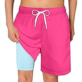 Cozople Boys Swim Trunks Quick Dry Compression Liner Swim Shorts Summer Bathing Suit with Inner Pocket Swimwear 7-20T