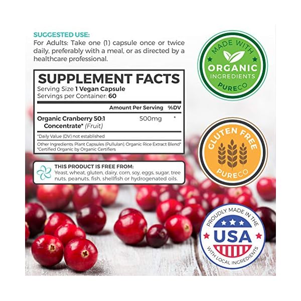 Organic Cranberry Pills 501 Concentrate Equals 25,000mg of Fresh