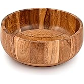 Mahasu Salad Bowl Durable and Stylish Natural Wood Dining Accessory Centerpiece Bowl for Table (8" x 8" x 3")