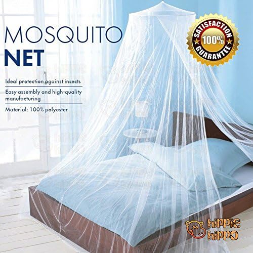 HIPPIE HIPPO Round Hoop Bed Canopy Netting Mosquito Bedding Net Fit Crib Twin Full Queen King White 1 Opening