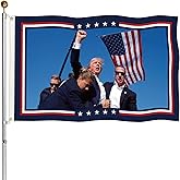 KimSouthD 3 Ply Patriotic Flag 3x5 FT - Double Sided Outdoor Flags, Heavy Duty Warp-Knitted Polyester, Fade & UV Resistant, 4 & 6 Row Stitching, Ultra-Thick Canvas Header, Reinforced Brass Grommets - Won’t Fall Off