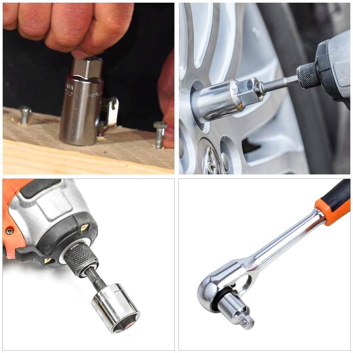 EVANCE Impact Adapter and Reducer Set Extenson Set Drill into High Speed Nut Drill , 1/4", 1/2", 3/8 Socket Adapter and 4pcs 1/4 to 3/8 x 3/8 to 1/4 Inch – 3/8 to 1/2 – 1/2 to 3/8 (Sliver) - Image 5