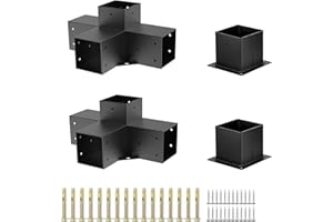 TOMCHY Outdoor Pergola Hardware Kit - pergola Brackets 6x6 Woodworks Pergola kit Modular Modern DIY Elevated Wood Stand kit Includes 2 Bracket Shoulders 2 Boots for 6x6in(Actual: 5.65x5.65 Inch) Lumber
