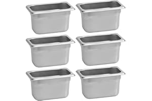 BIEAMA 6 Pack Hotel Pans, 1/9 Size 4" Deep, NSF, Commercial Stainless Steel Pan, Steam Table Pan, Catering Food Pan