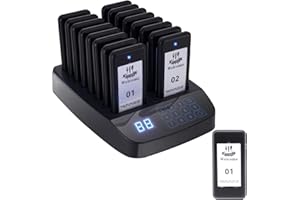 YYCALLING Restaurant Pager System,Beepers Wireless Calling System 16 Guest Pagers,Buzzers Social Distancing, 98 Chanels with Vibration, Flashing and Buzzer for Food Truck, Restaurant, Food Court