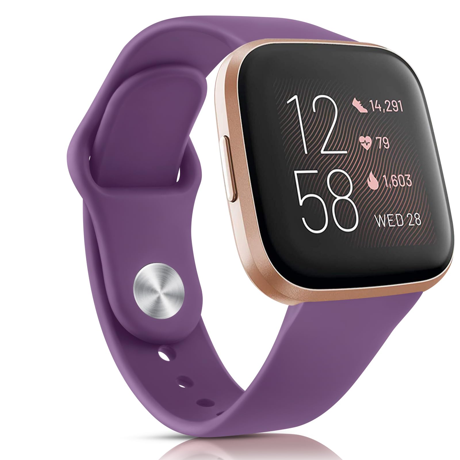 Vancle Straps for Fitbit Versa 2 Straps, Classic Silicone Adjustable Replacement Band for Fitbit Versa 2 / Fitbit Versa Lite/Fitbit Versa (Purple)