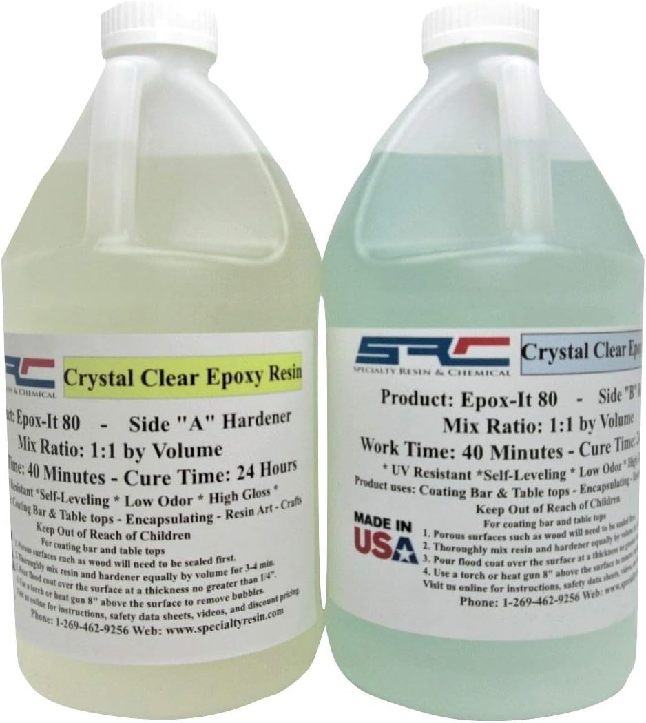 Clear Epoxy Resin for Table Tops, Gloss Coating, Casting 1 Gallon Kit