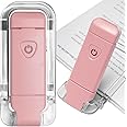 EGWASER Book Reading Light, Portable USB Rechargeable LED Clip on Book Lights for Reading in Bed, 3 Brightness Adjustable Dimmable Bookmark Light for Eye-Protection, Reading Lamp(Pink)