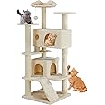 Sweetcrispy 54-Inch Cat Tree Tower – Multi-Level Cat Tower with Sisal Scratching Post, Perfect Cat Gift, Indoor Cat Tree with Condo, Climbing Ladder, Plush Toy, and More Cat Stuff，Beige