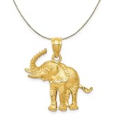 The Black Bow 14k Yellow Gold Satin and Diamond Cut Elephant Necklace