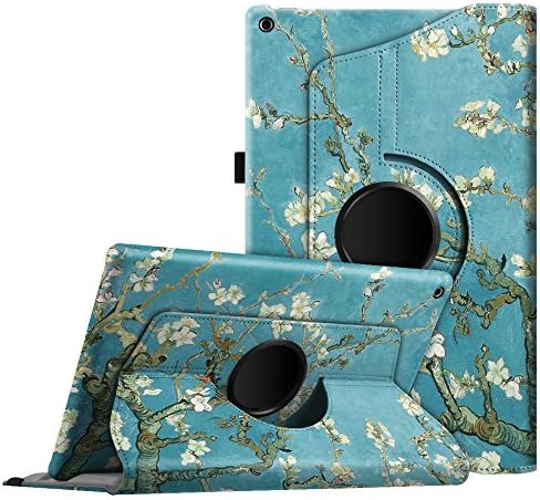 Fintie Case for Amazon Fire HD 10 Tablet (Compatible with 7th and 9th Generations, 2017 and 2019 Releases) - 360 Degree Rotating Stand Protective Cover with Auto Sleep Wake, Blossom