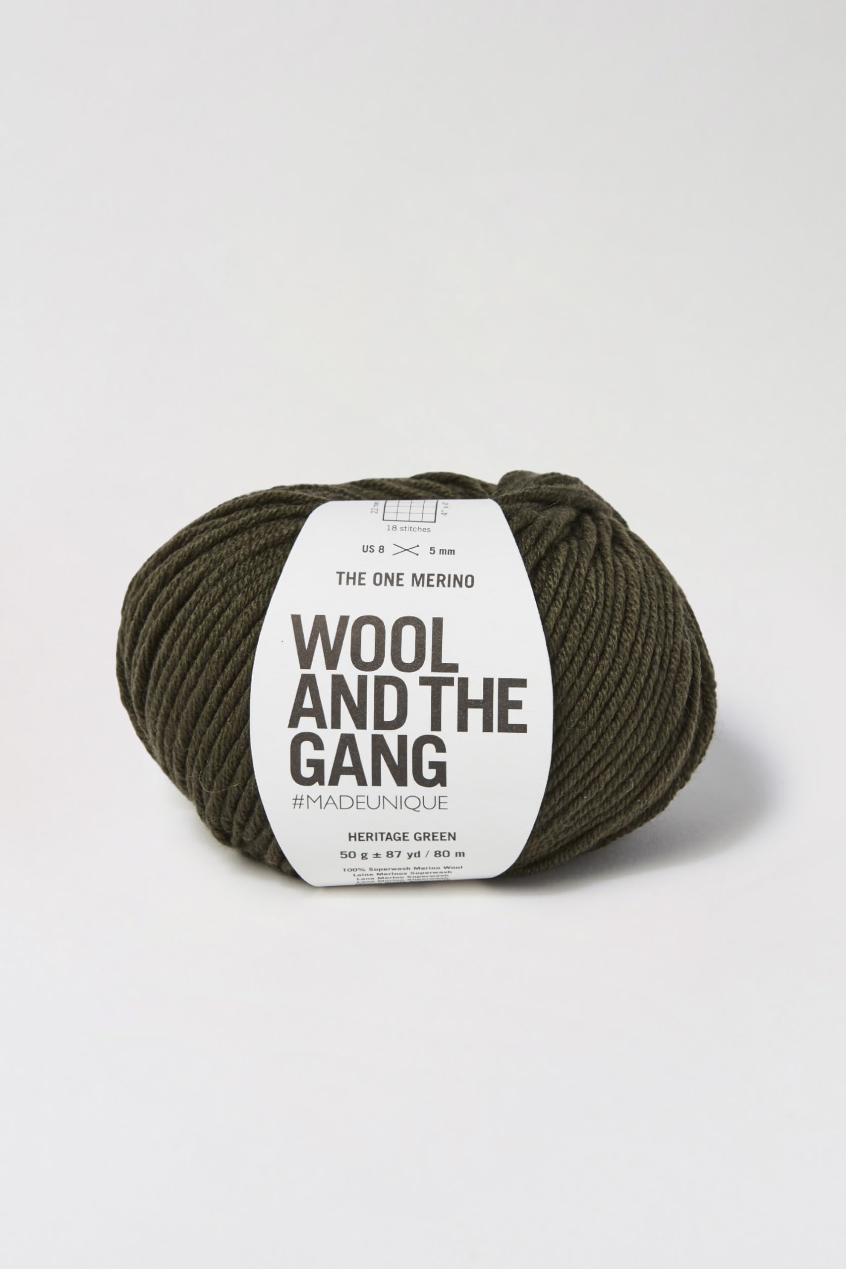 Wool and the Gang The One Merino, Heritage Green, 50g, Aran/Worsted