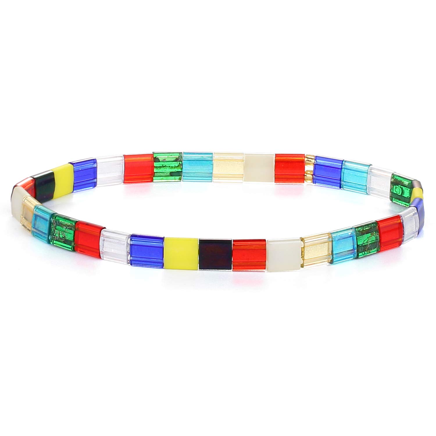 KELITCH Tila Miyuki Beads Bracelets Colorful Strand Stretch Bracelets Mixed Friendship Bracelets - 07J