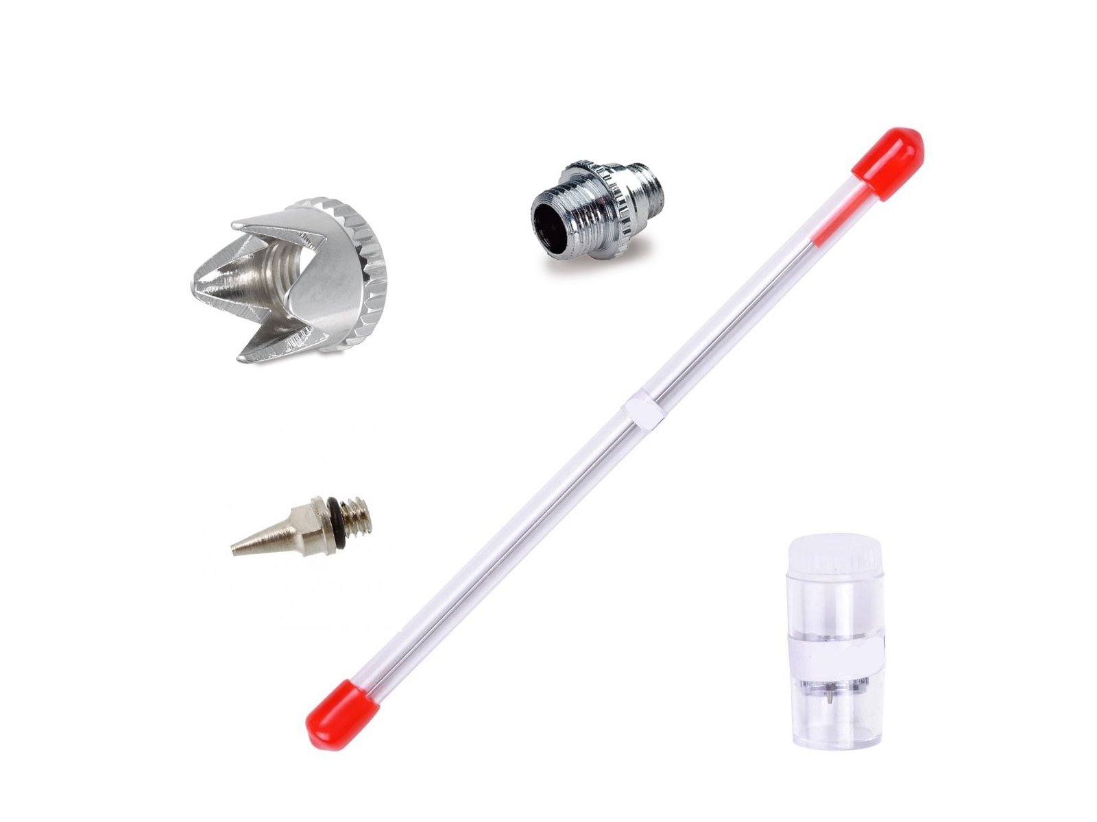 Royalmax 180 Airbrush Body Parts Nozzle Cap + Needle Cap + Nozzle and Needle (0.3mm)