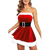Avidlove Christmas Dress Santa Clause Outfit Mini Dress Casual Swing Dress with Santa Belt