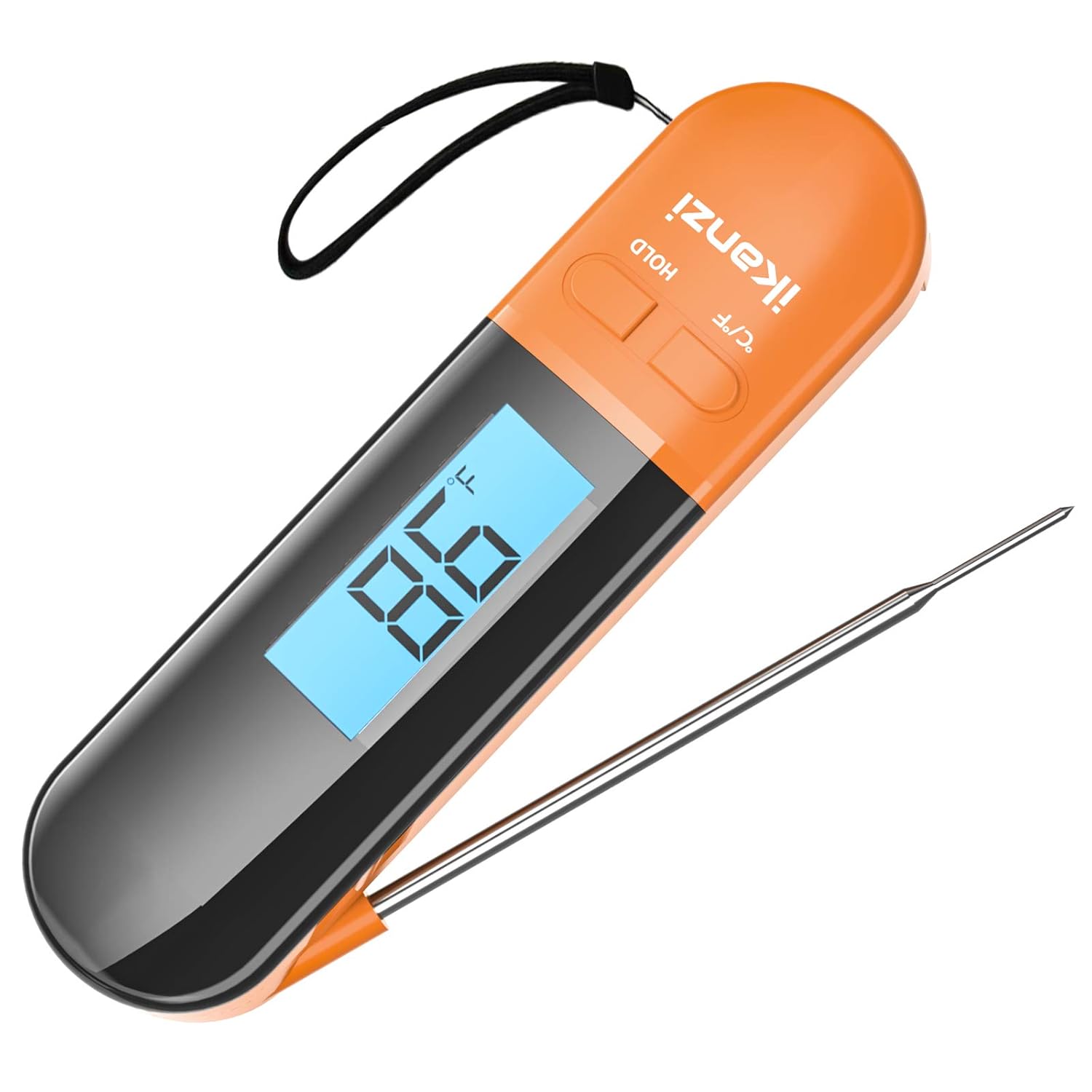 Meat Thermometer for Cooking Food Thermometer Digital Instant Read Kitchen Cooking Thermometer with Backlight LCD for Grilling/BBQ/Baking/Candy/Liquids/Oil(Orange)