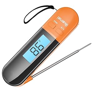 Meat Thermometer for Cooking Food Thermometer Digital Instant Read Kitchen Cooking Thermometer with Backlight LCD for Grilling/BBQ/Baking/Candy/Liquids/Oil(Orange)