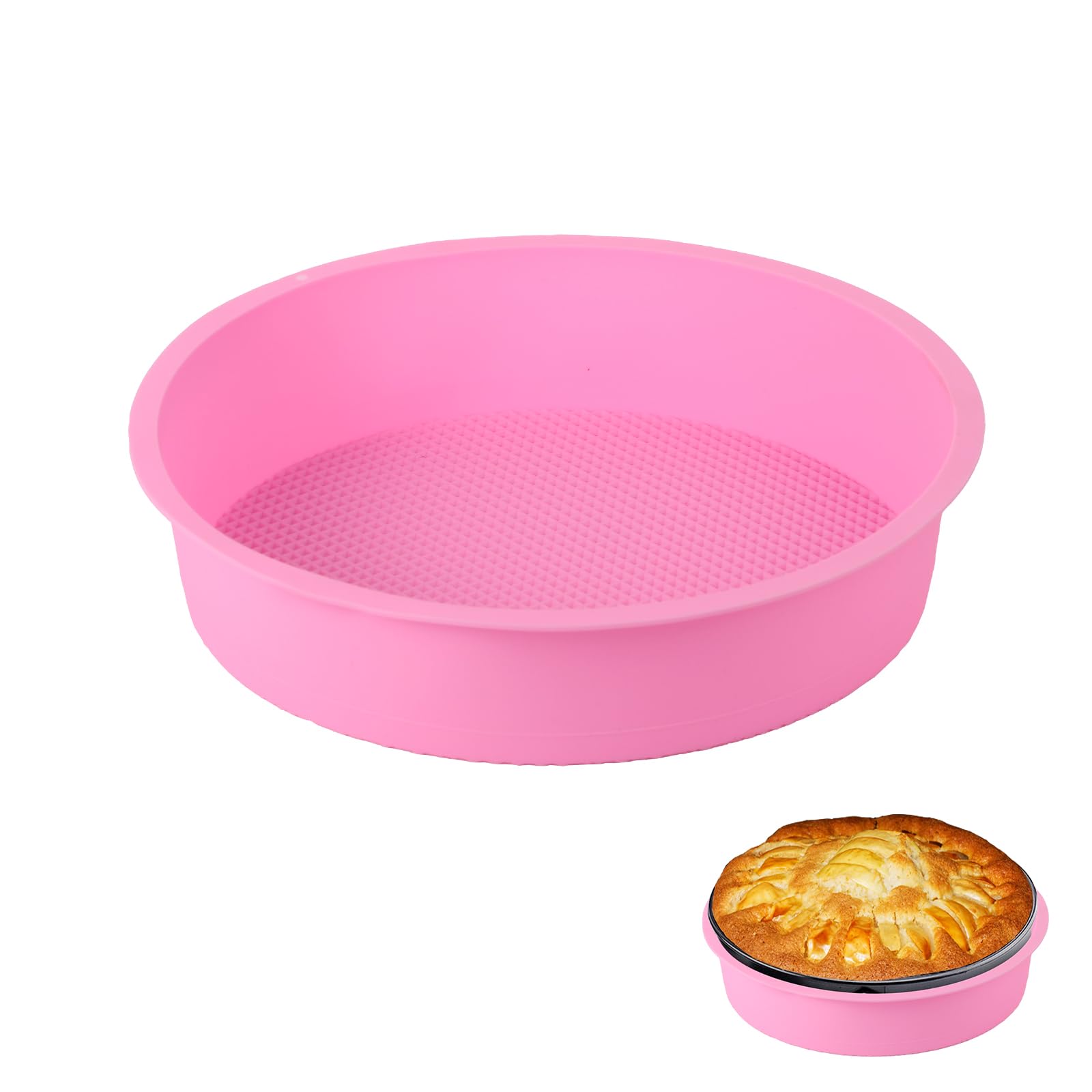 TOYMIS Cheesecake Pan Protector, Silicone Cheesecake Pan Water Bath Protector for 9/9.5 Inch Round Springform Pan Cake Pan Protector Springform Pan Accessories (Pink)