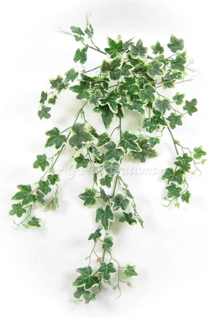 40cm Mini Artificial Ivy Trailing Plant 90 Fake Ivy Leaves (Variegated