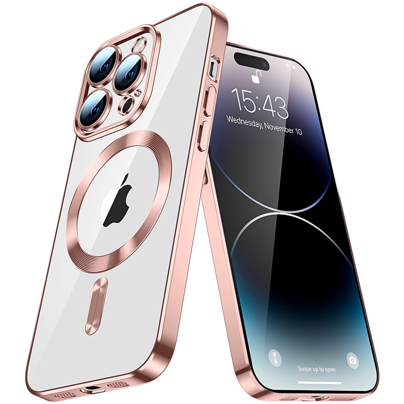 IMEIKONST Magnetic Clear for iPhone XS Max Case with MagSafe Wireless Charging, Camera Protector Non Yellowing Shockproof Soft TPU Bumper Ultra Slim Thin Cover for iPhone XS Max. Rose Gold YIX